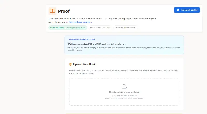 Book-to-audiobook API's own site