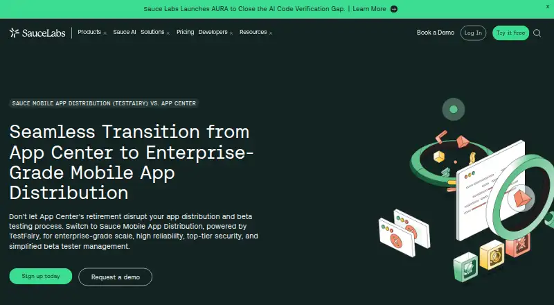 Sauce Mobile App Distribution (TestFairy)'s own site
