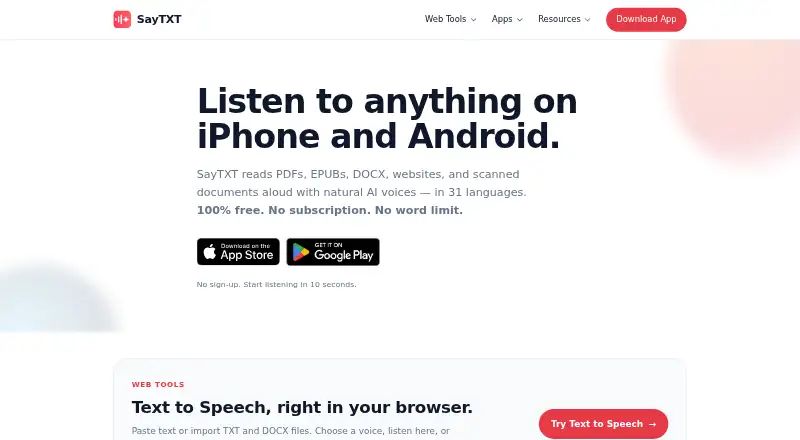 SayTXT's own site