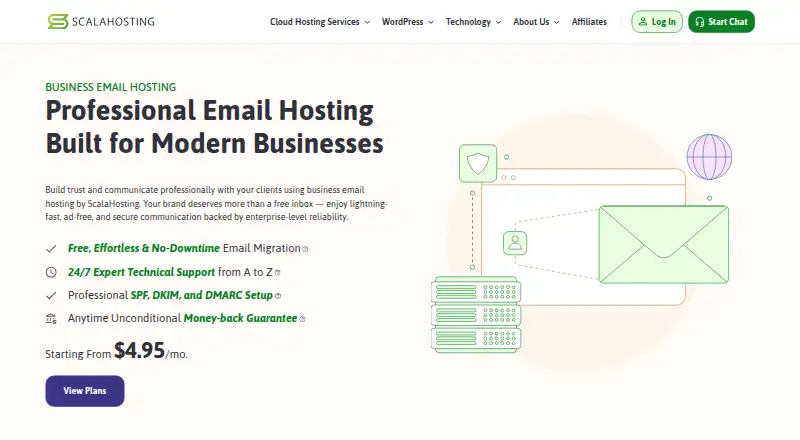 ScalaHosting Email's own site