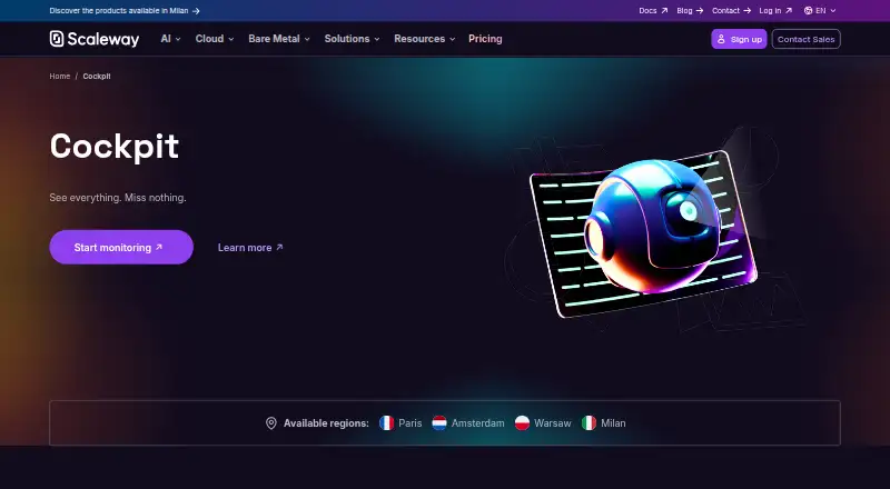 Scaleway Cockpit's own site