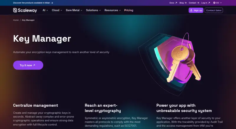 Scaleway Key Manager's own site