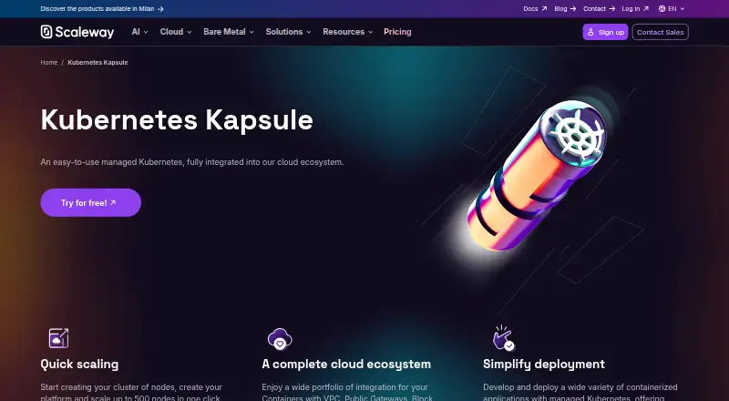 Scaleway Kapsule's own site
