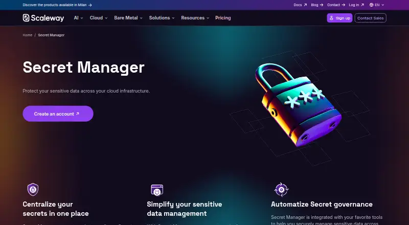 Scaleway Secret Manager's own site