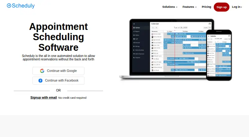 Scheduly's own site