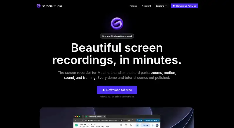 Screen Studio's own site