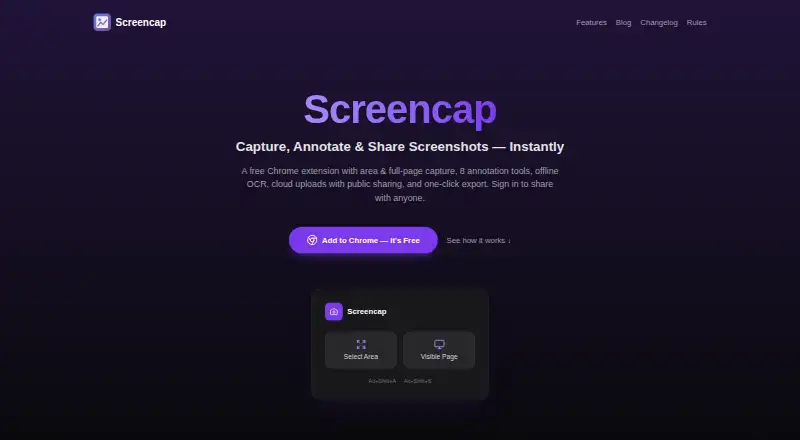 Screencap's own site