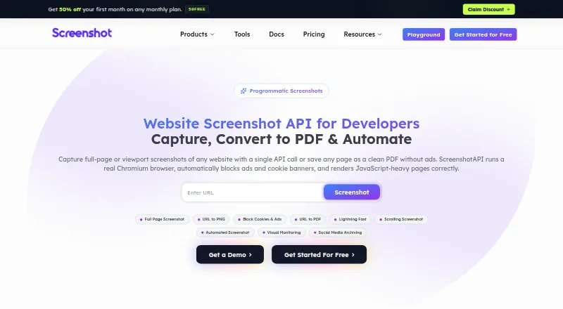 ScreenshotAPI's own site