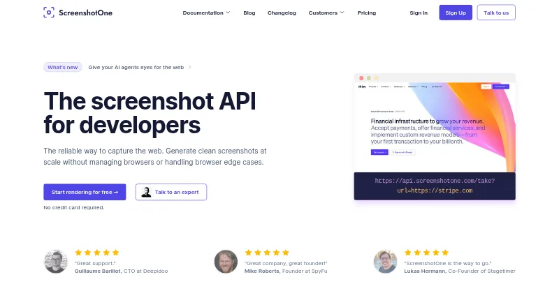 ScreenshotOne's own site