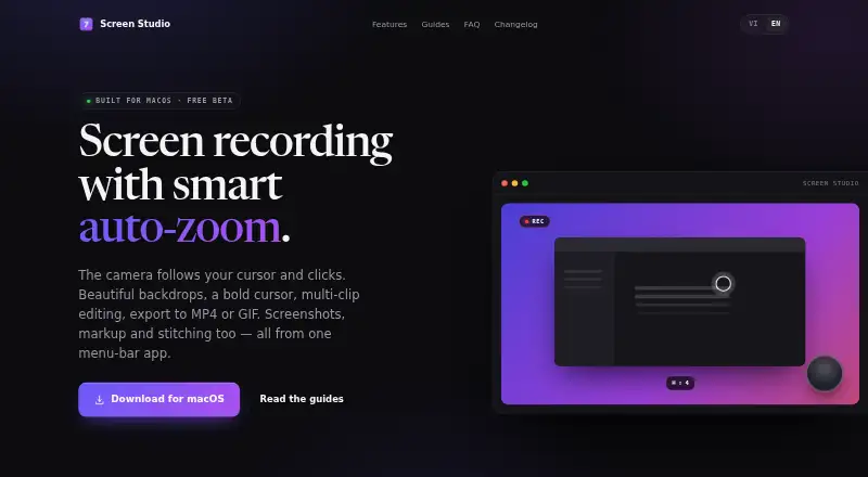 Screen Studio's own site