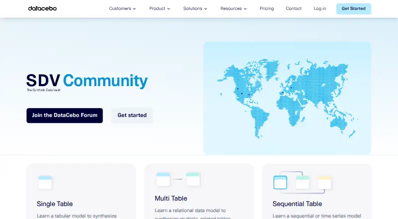 The Synthetic Data Vault homepage