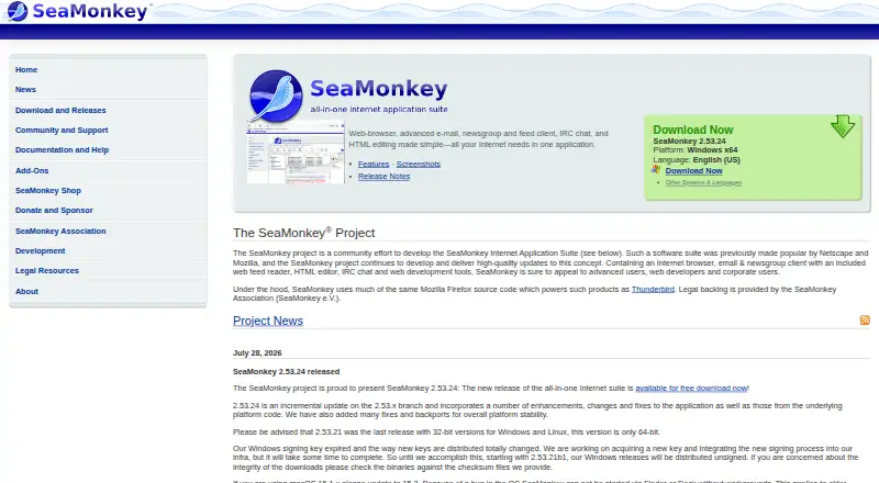 SeaMonkey Mail's own site
