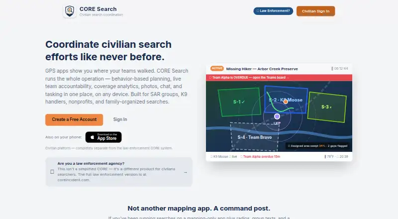 The CORE Search homepage