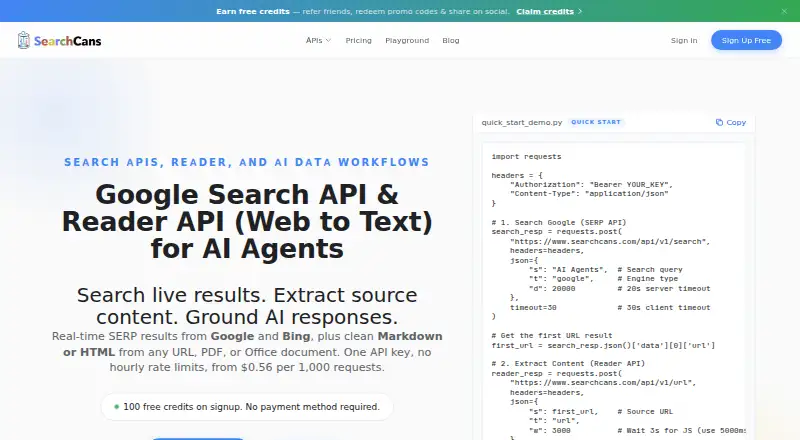SearchCans's own site
