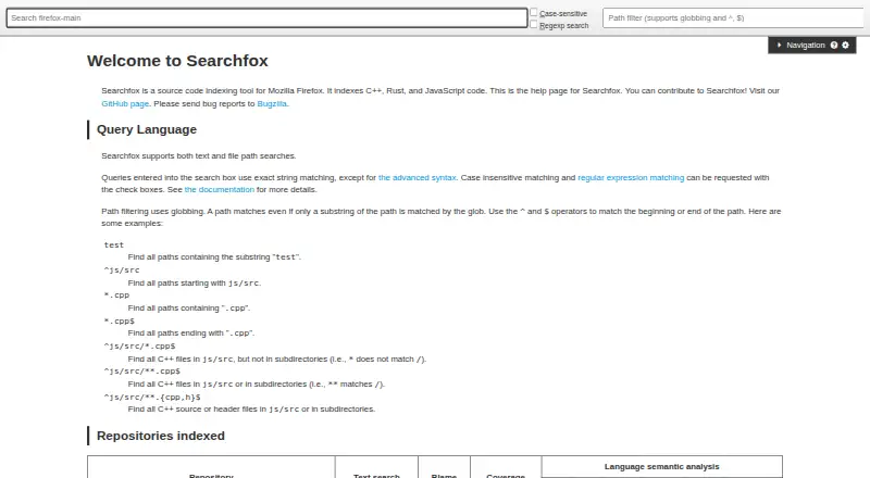 Searchfox's own site