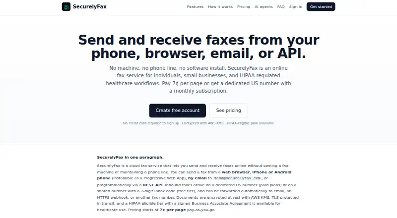 SecurelyFax's own site