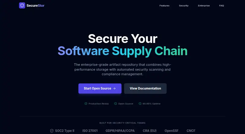 SecureStor's own site