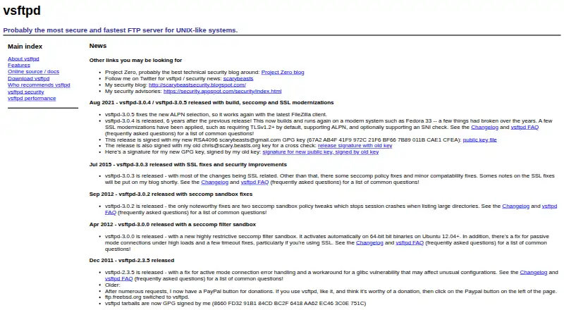 vsftpd's own site