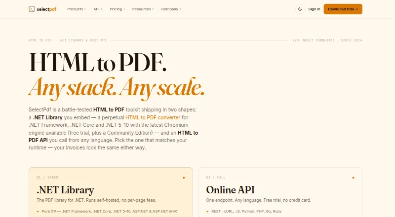SelectPdf's own site