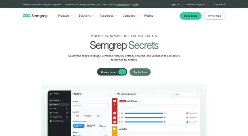 Semgrep Secrets's own site