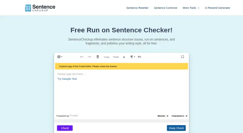 SentenceCheckup's own site