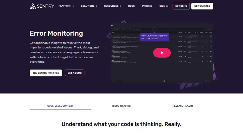 Sentry's own site
