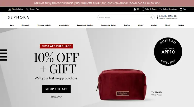 Sephora Indonesia's own site