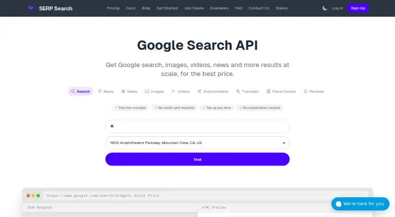 SERP Search's own site