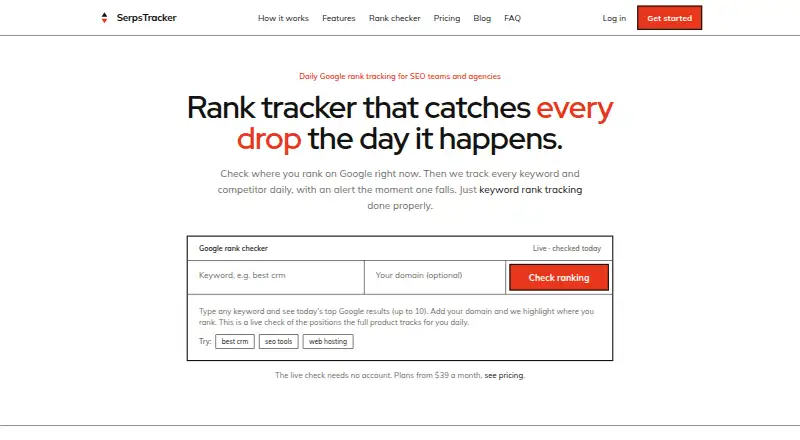 Serpstracker's own site