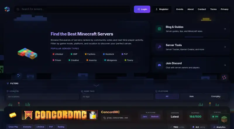 ServerList's own site