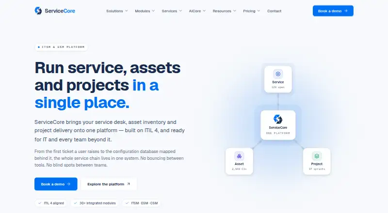 ServiceCore's own site