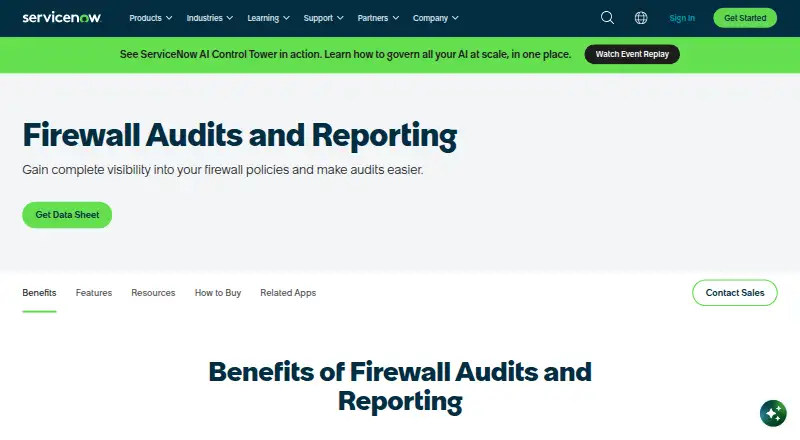 ServiceNow Firewall Audits and Reporting's own site