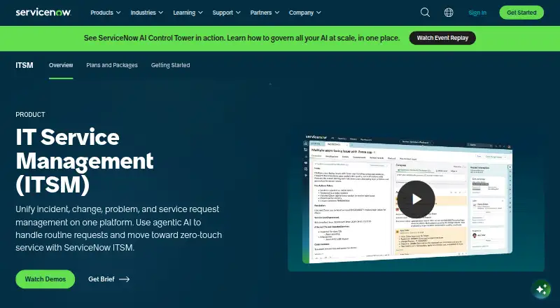 ServiceNow ITSM's own site