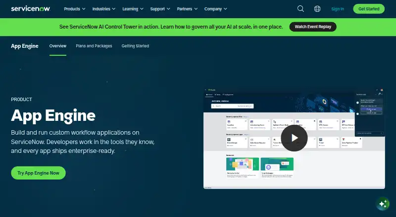 ServiceNow App Engine's own site