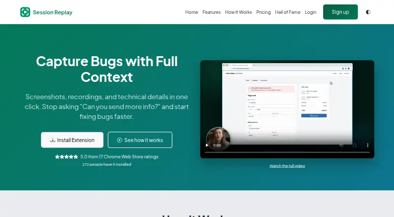 Session Replay's own site