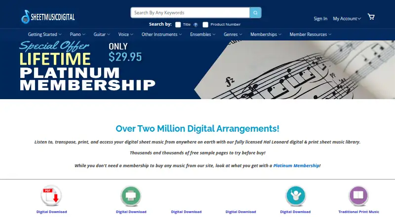 Sheet Music Digital's own site