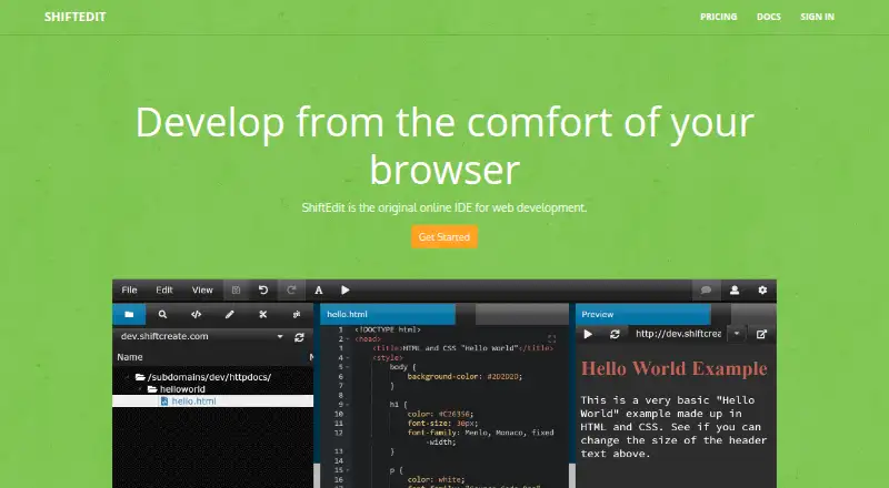 ShiftEdit's own site
