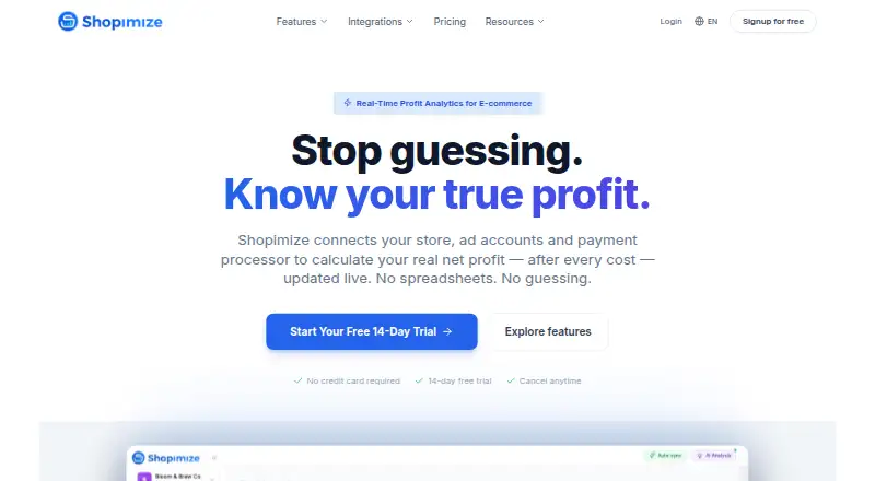 Shopimize's own site