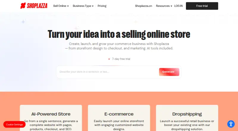 Shoplazza's own site