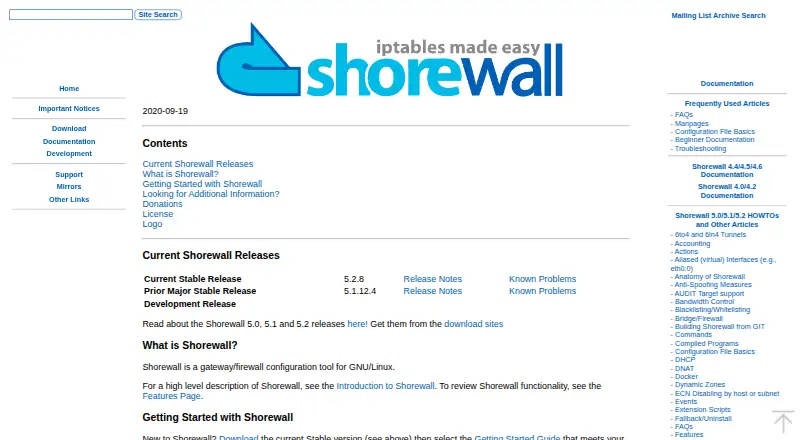 Shorewall's own site
