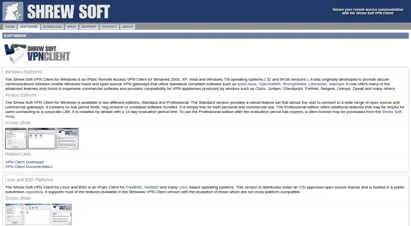 Shrew Soft VPN Client's own site