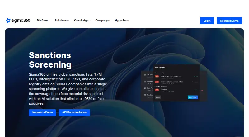 Sigma360 Sanctions Screening's own site