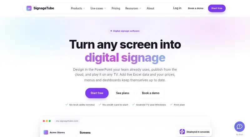The SignageTube homepage