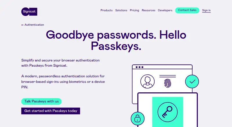 Signicat Passkeys's own site