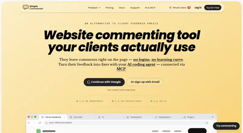 Simple Commenter's own site