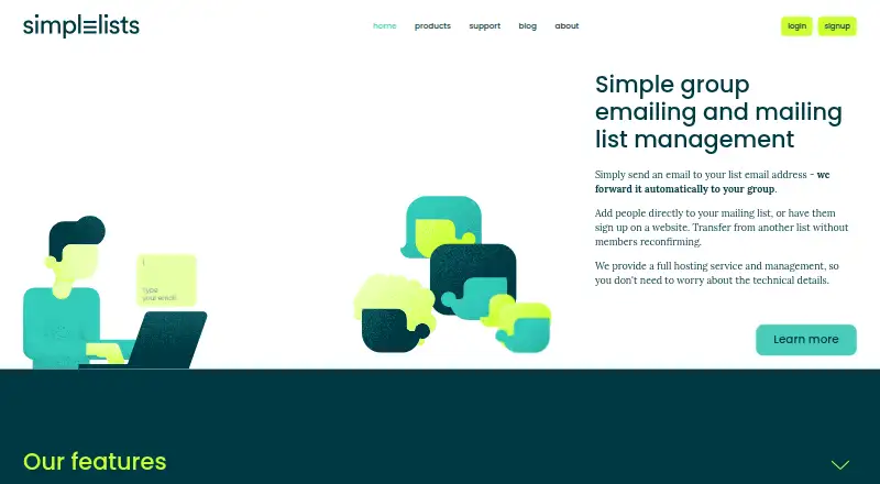 Simplelists's own site