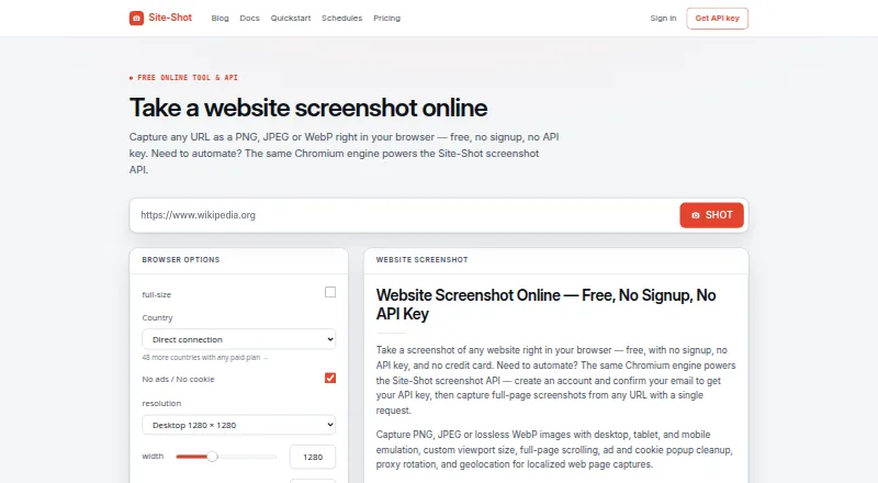 Site-Shot's own site