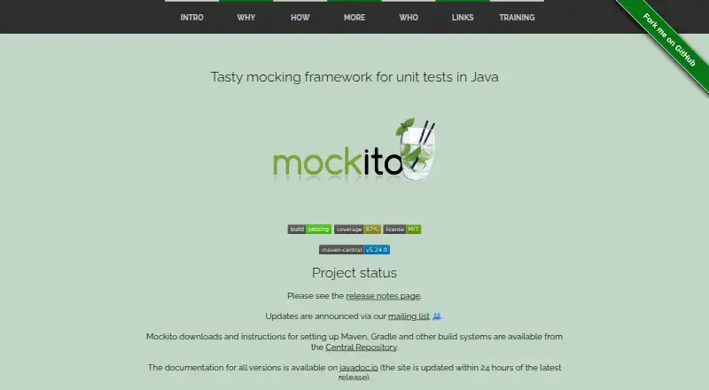 Mockito's own site