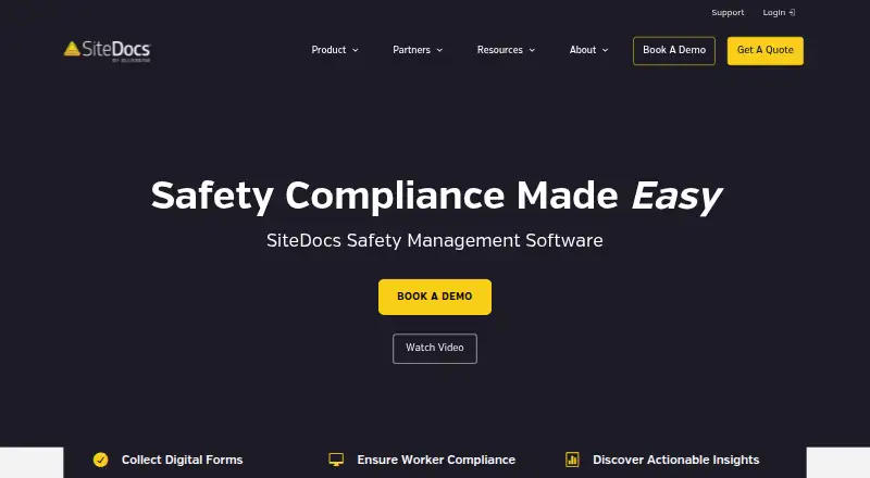 The SiteDocs homepage