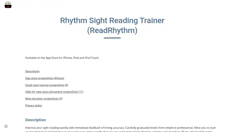 Rhythm Sight Reading Trainer's own site